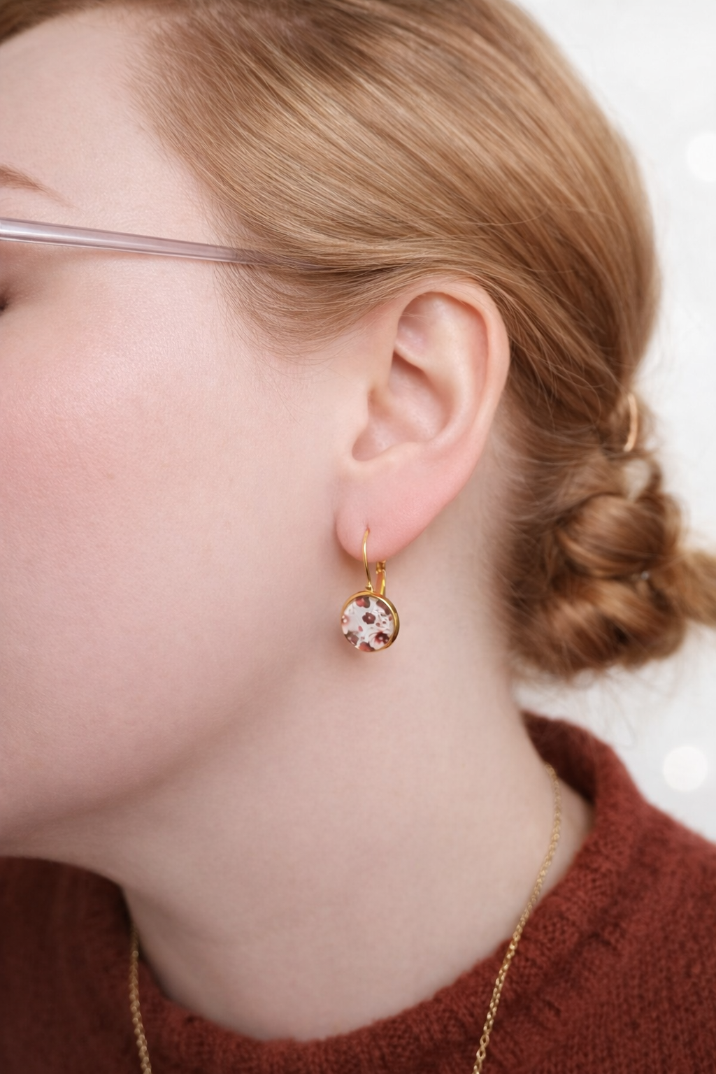 Ohrhänger "Blütenzauber - Roségarten" - Edelstahl Klappbrisur goldfarben