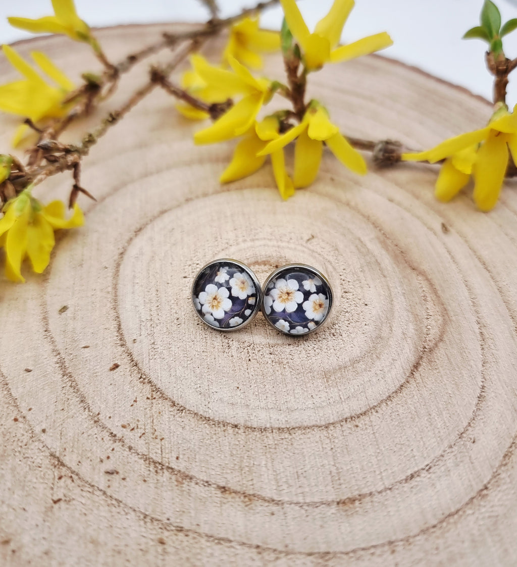 Ohrstecker "Blütenzauber - Nordlicht" Edelstahl silberfarben