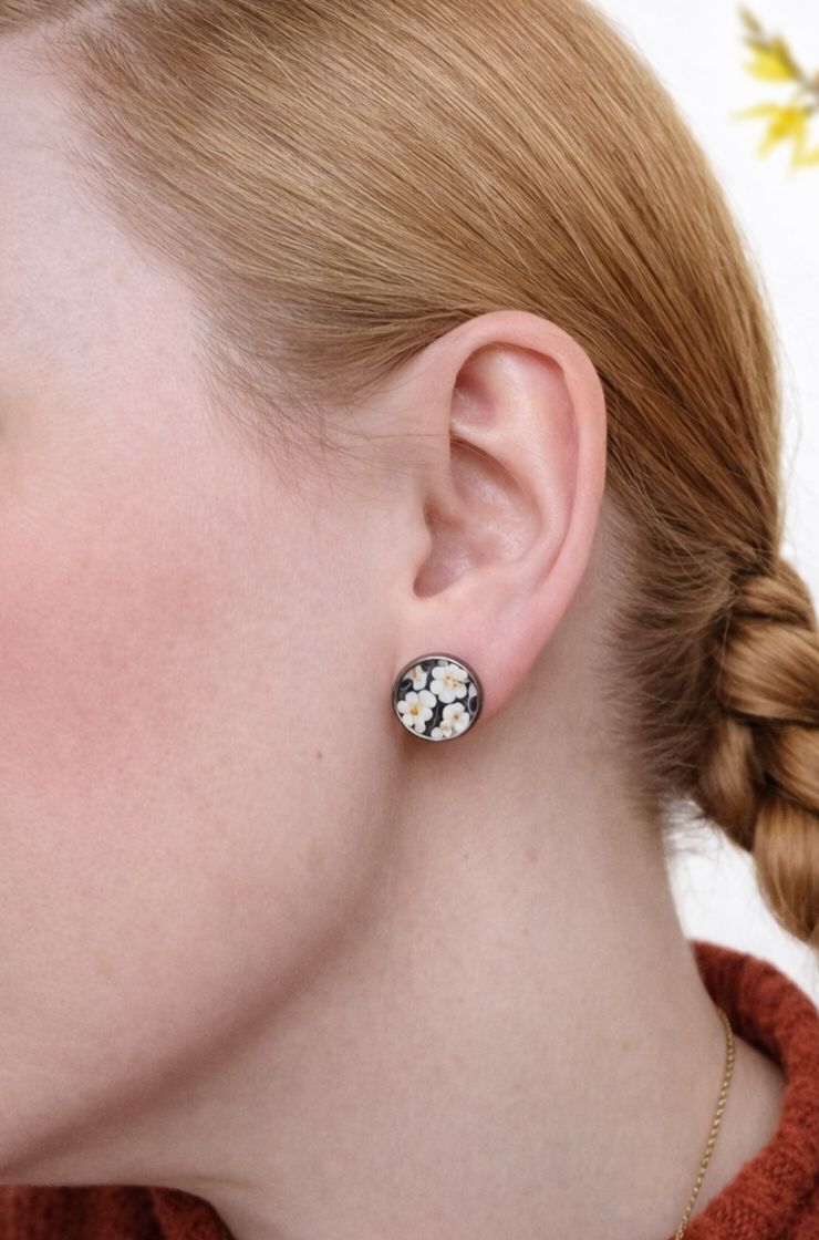 Ohrstecker "Blütenzauber - Nordlicht" Edelstahl silberfarben