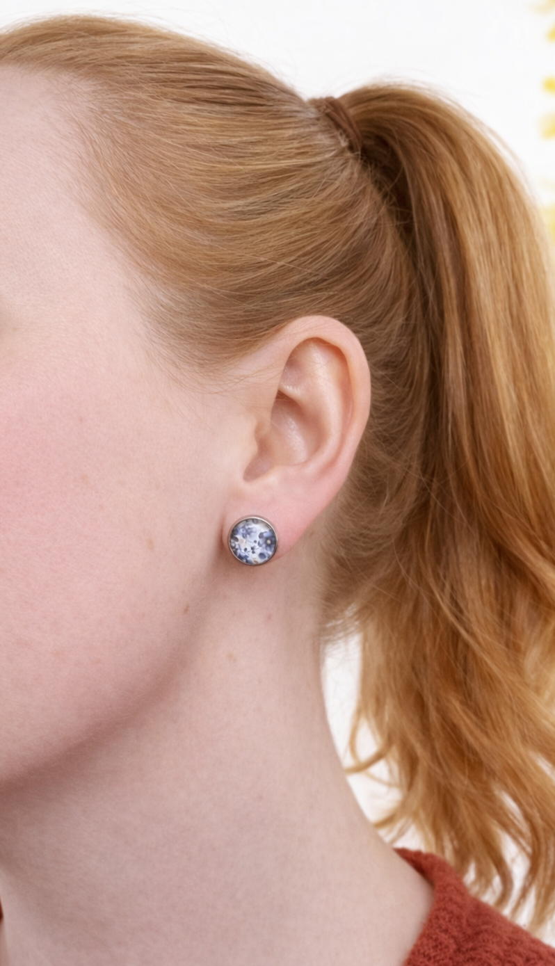Ohrstecker "Blütenzauber - Blautraum" Edelstahl silberfarben