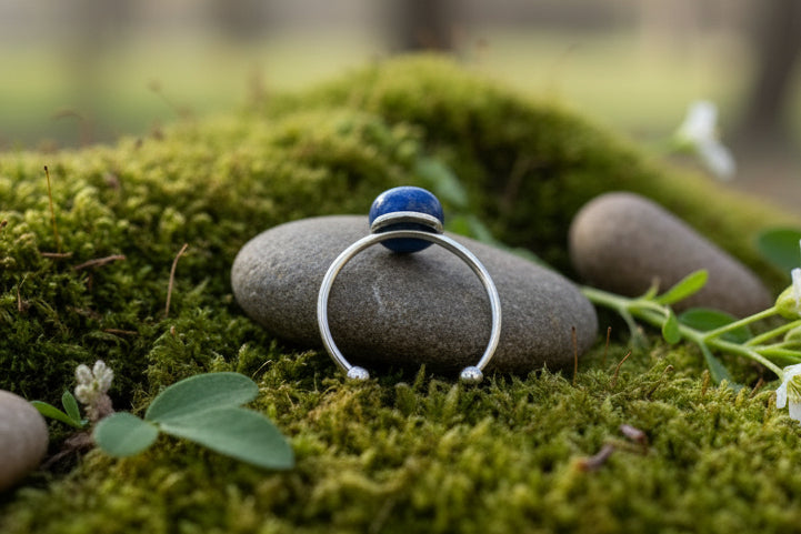 Ring „Himmelblau“ – verstellbar – Edelstahl