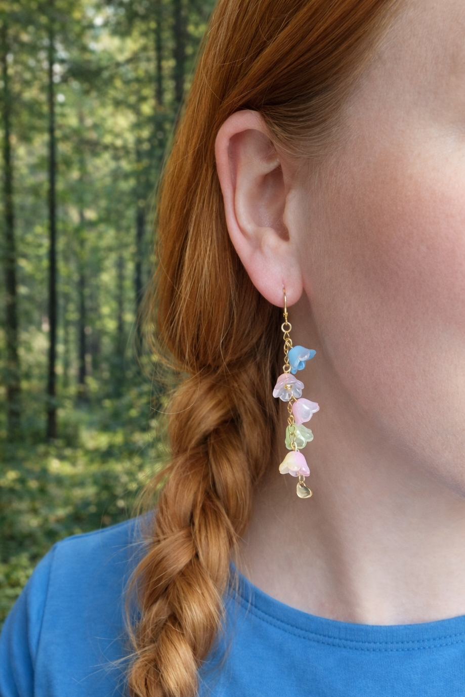 Blütenzauber Ohrhänger – Pastellblumen & Herz – 18K vergoldet