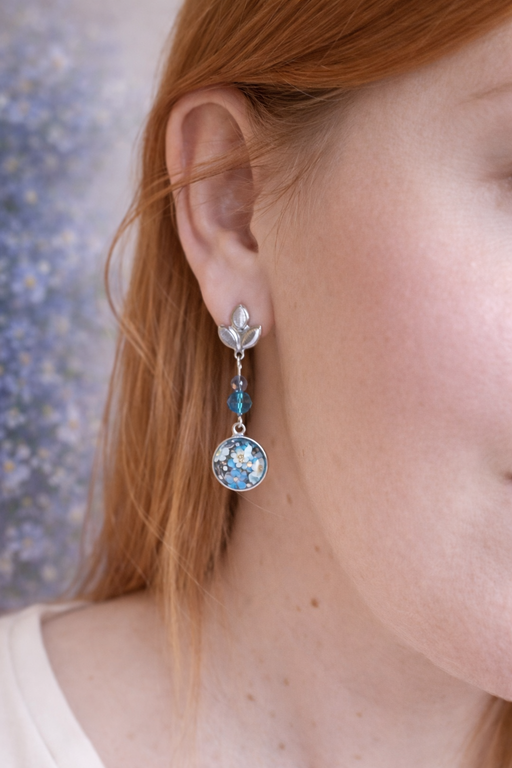 Silberblüte Edelstahlstecker