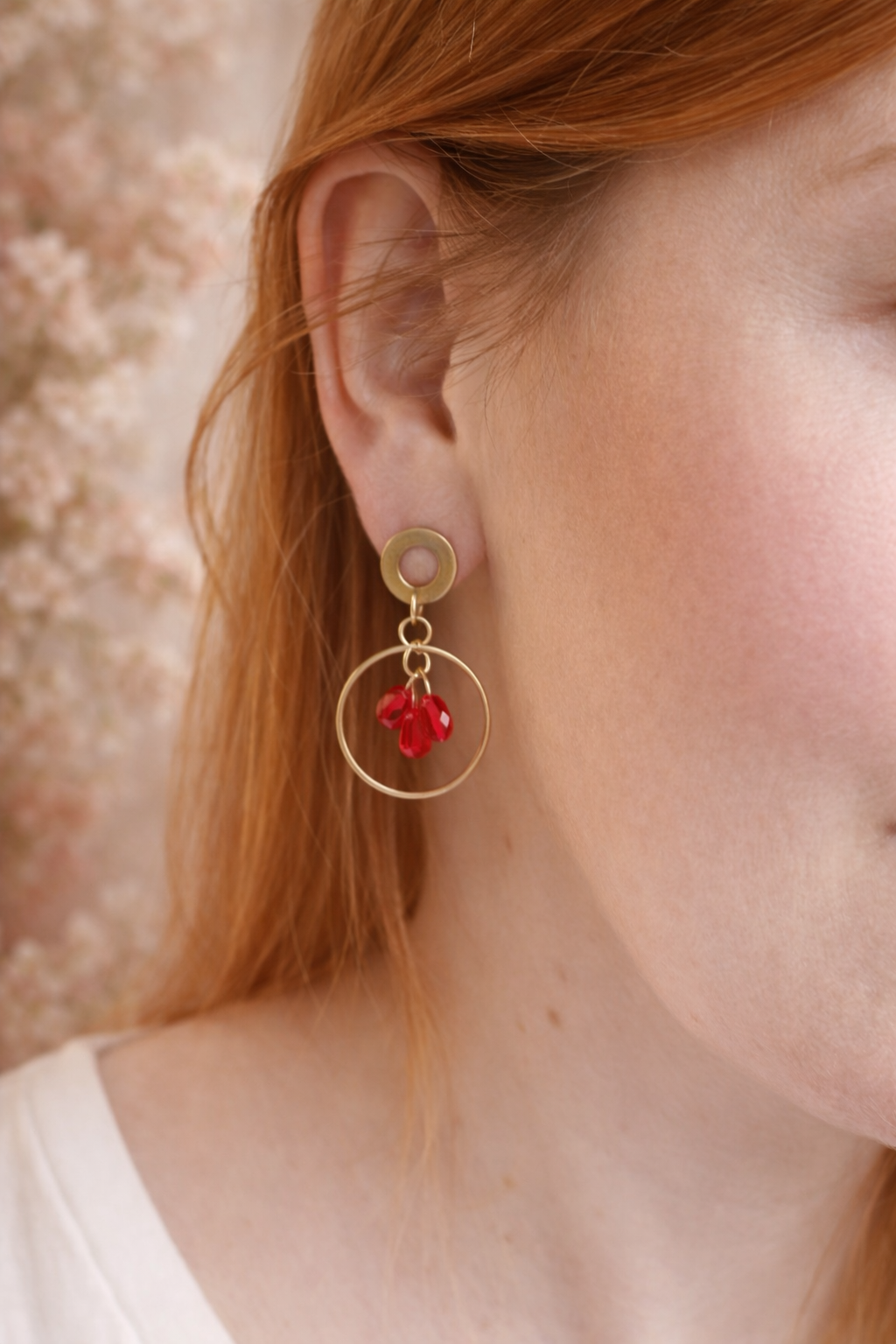 Rote Tropfen - Edelstahl Ohrstecker