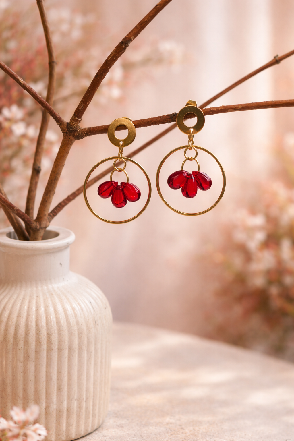 Rote Tropfen - Edelstahl Ohrstecker