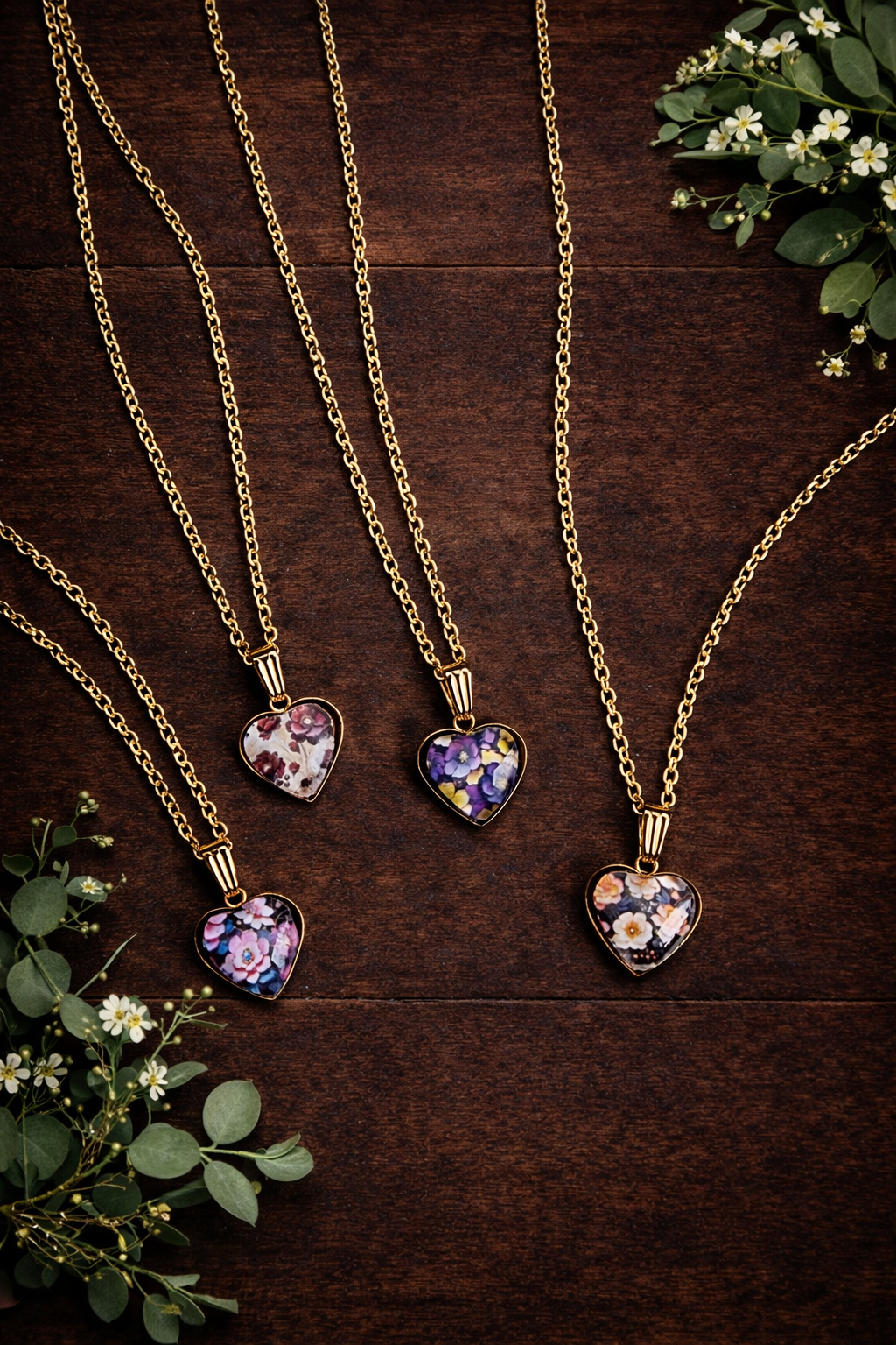 Herzkette Blütenmoment Lila Blumen