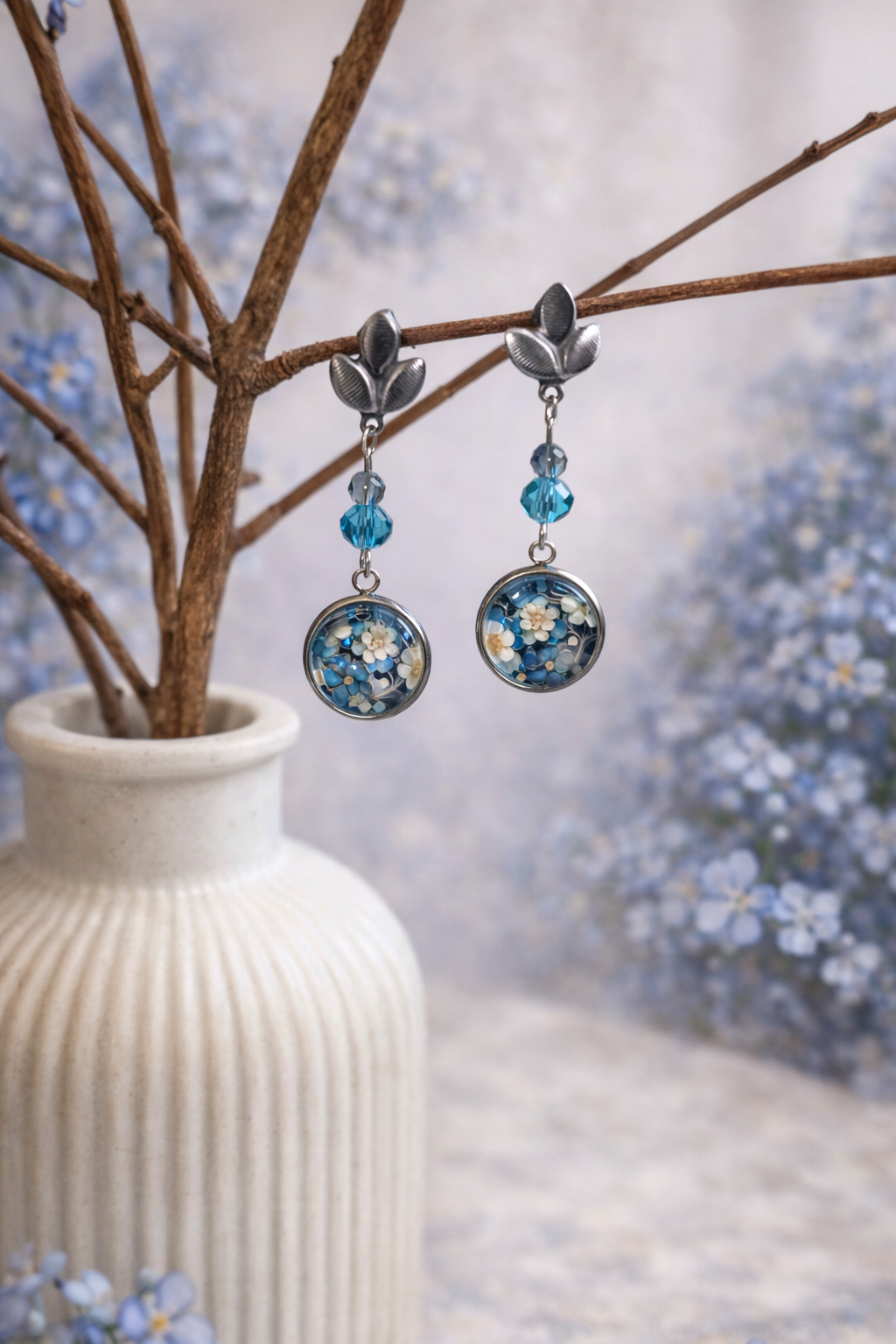 Silberblüte Edelstahlstecker