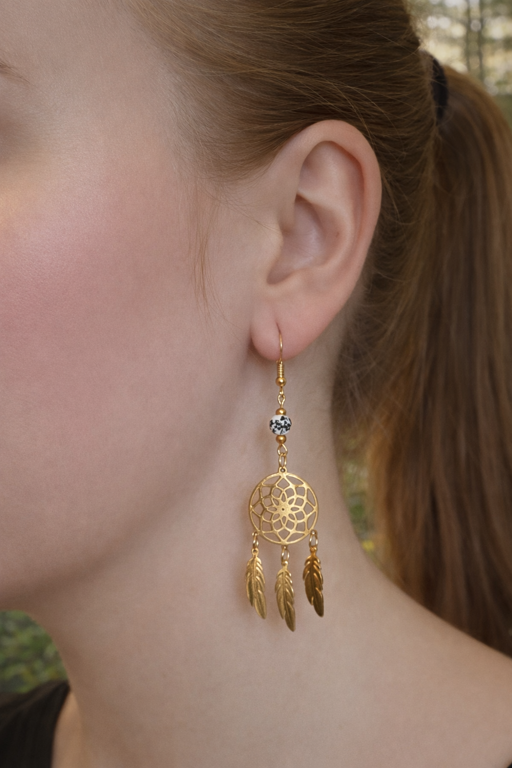 Goldener Traumfänger – Edelstahl Ohrhänger