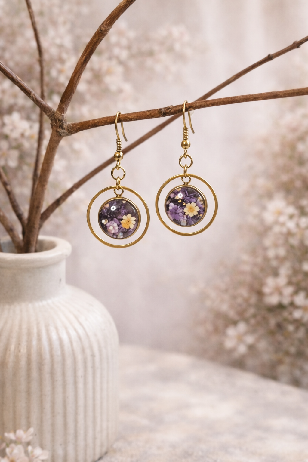 Blütenrund Edelstahlohrringe